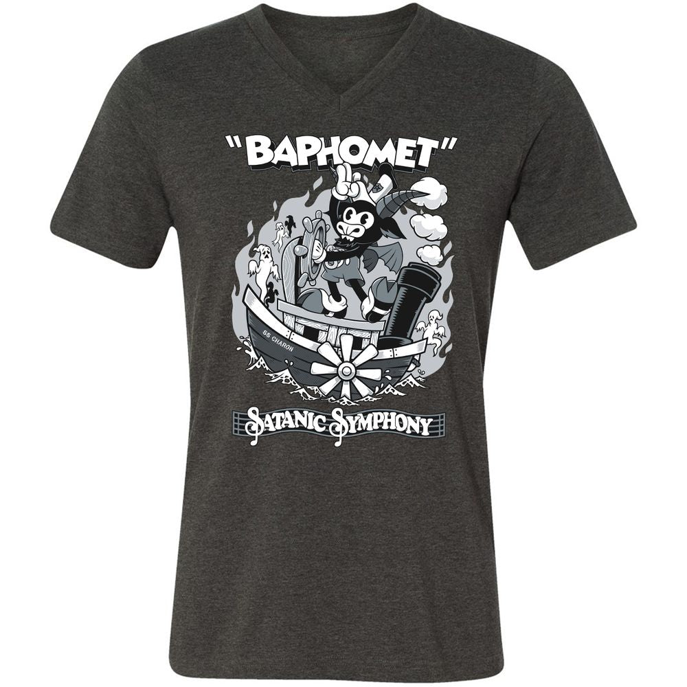 Unisex V-Neck T-Shirt - QA8MJJUX - Dark Grey Heather - 8