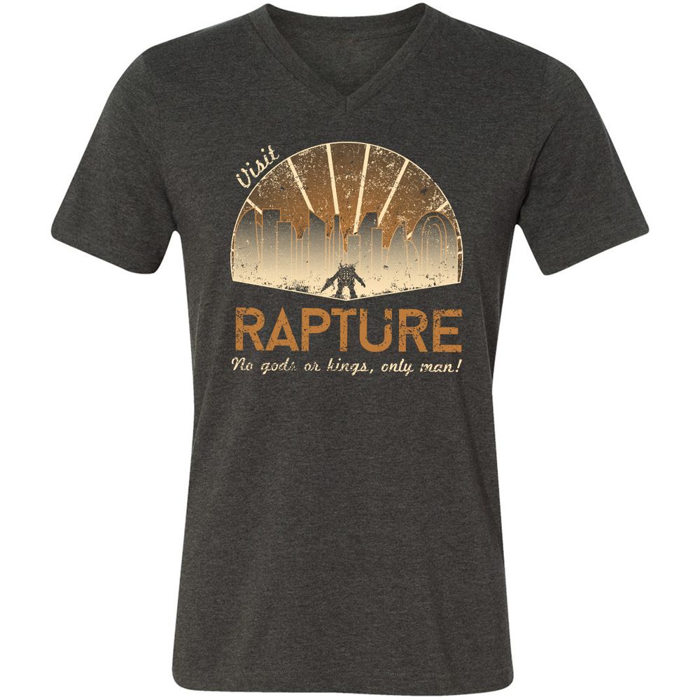 Unisex V-Neck T-Shirt - 1EGHDXGF - Dark Grey Heather - 8