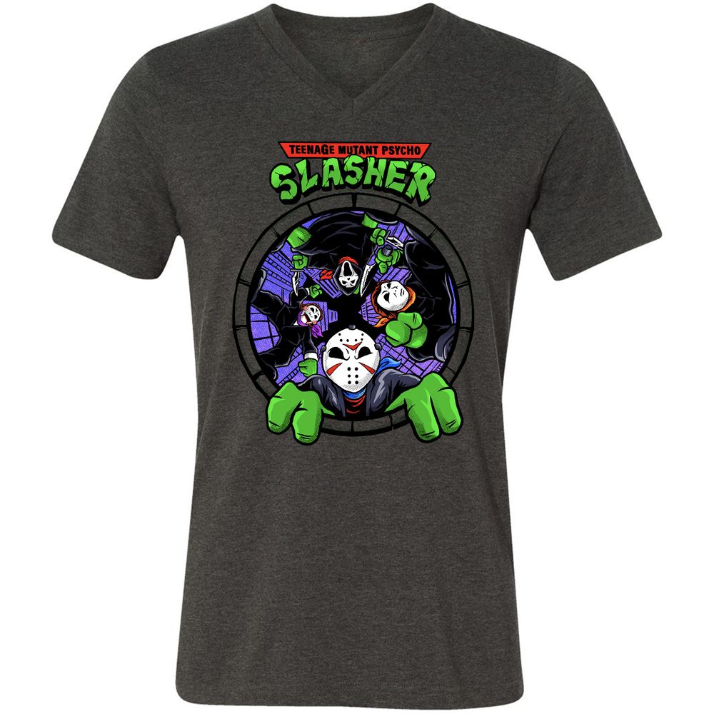 Unisex V-Neck T-Shirt - ZHM3PYRP - Dark Grey Heather - 8