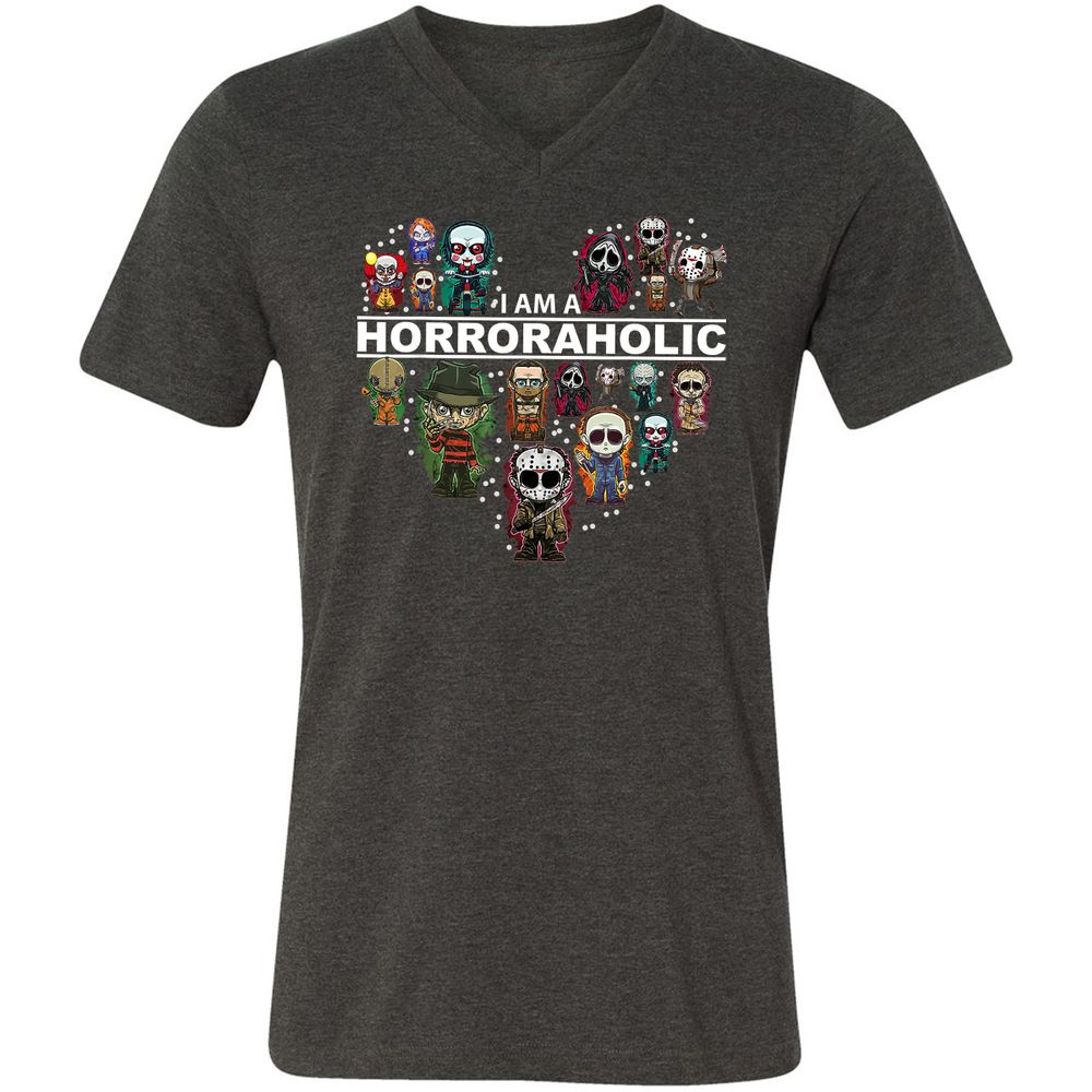 Unisex V-Neck T-Shirt - CMVEXHCL - Dark Grey Heather - 8