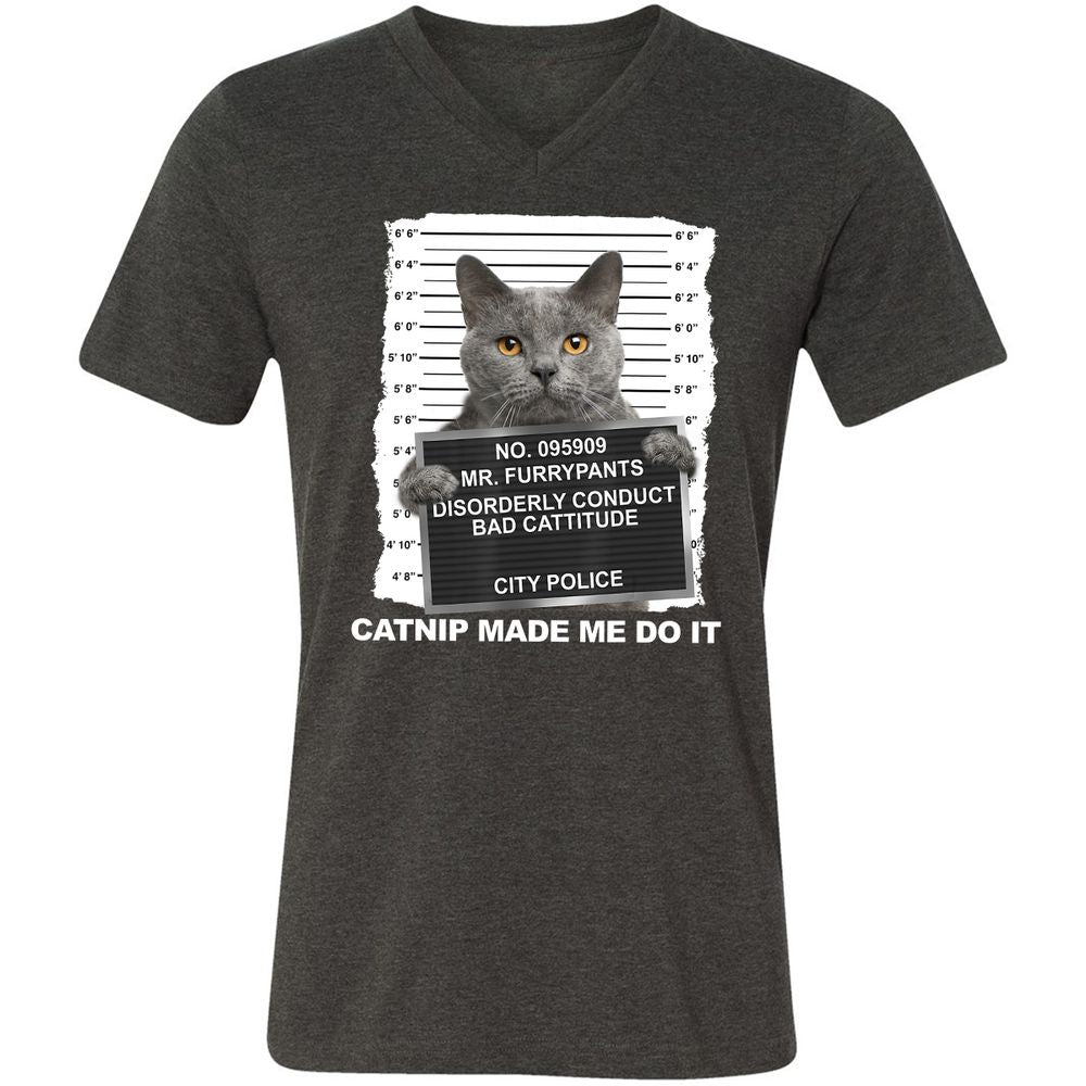 Unisex V-Neck T-Shirt - XZKU45LK - Dark Grey Heather - 8