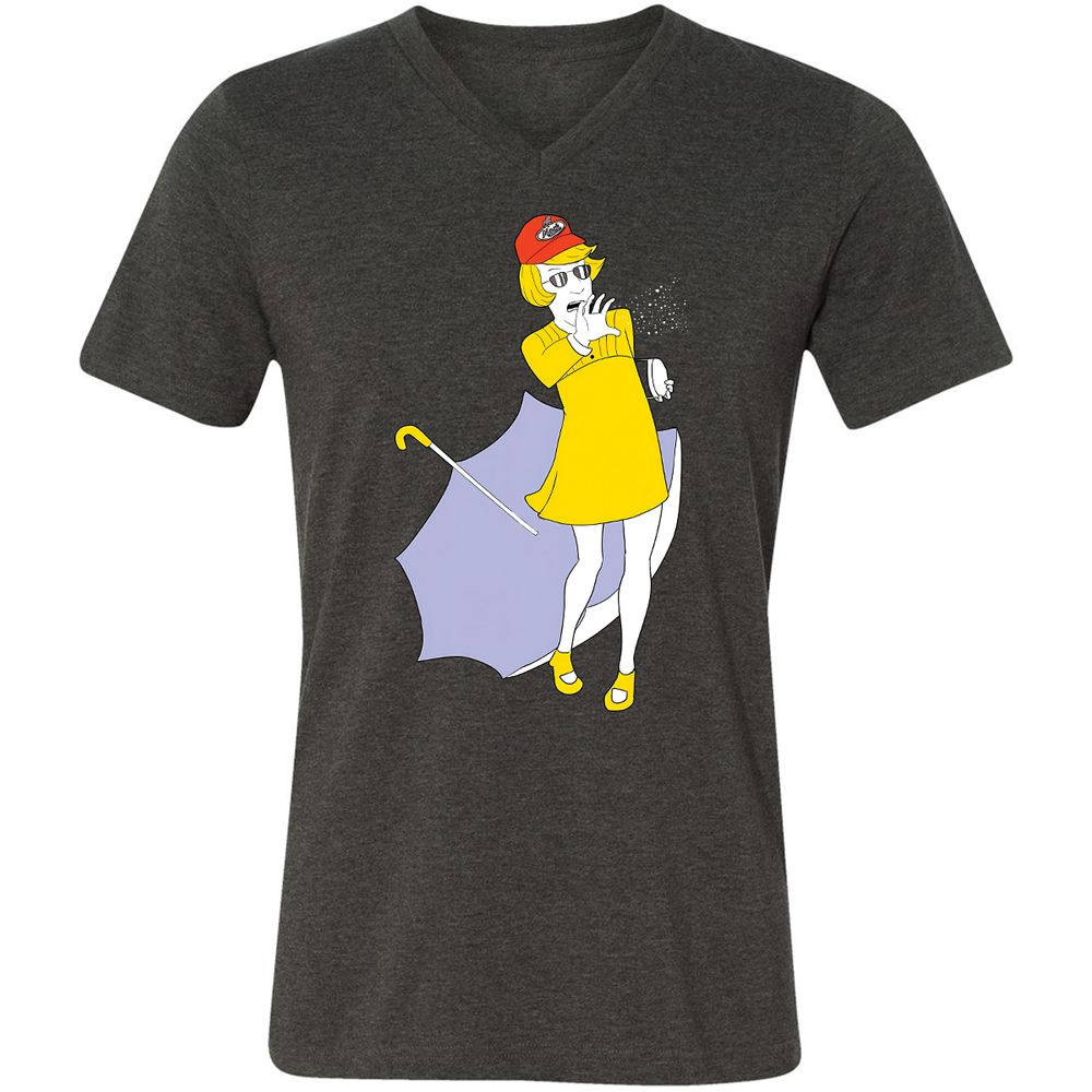 Unisex V-Neck T-Shirt - YTFQAKHL - Dark Grey Heather - 8