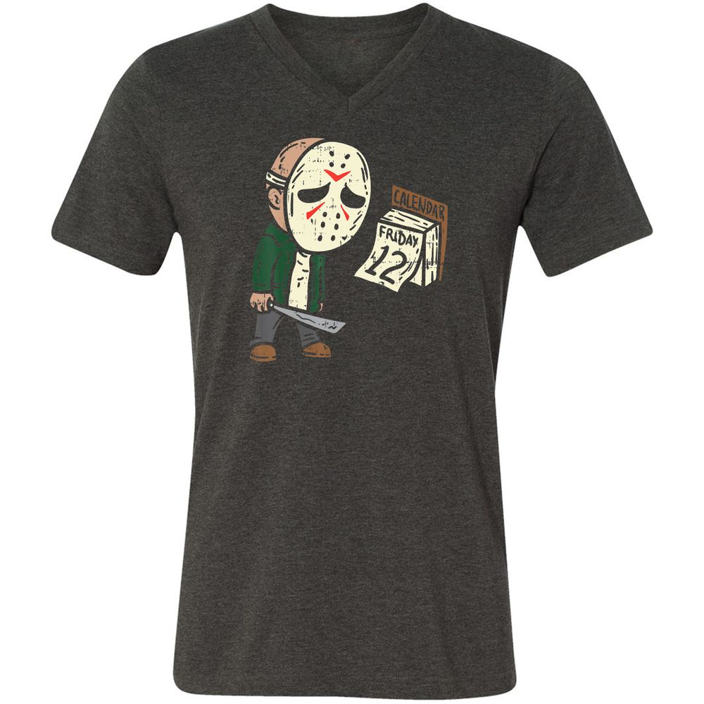 Unisex V-Neck T-Shirt - W1U9XN6D - Dark Grey Heather - 8