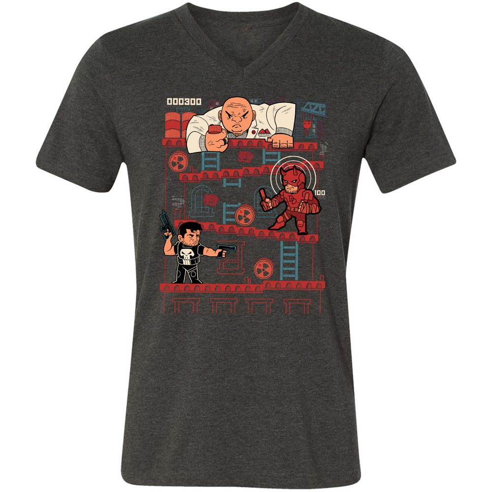 Unisex V-Neck T-Shirt - QRQEMEHK - Dark Grey Heather - 8