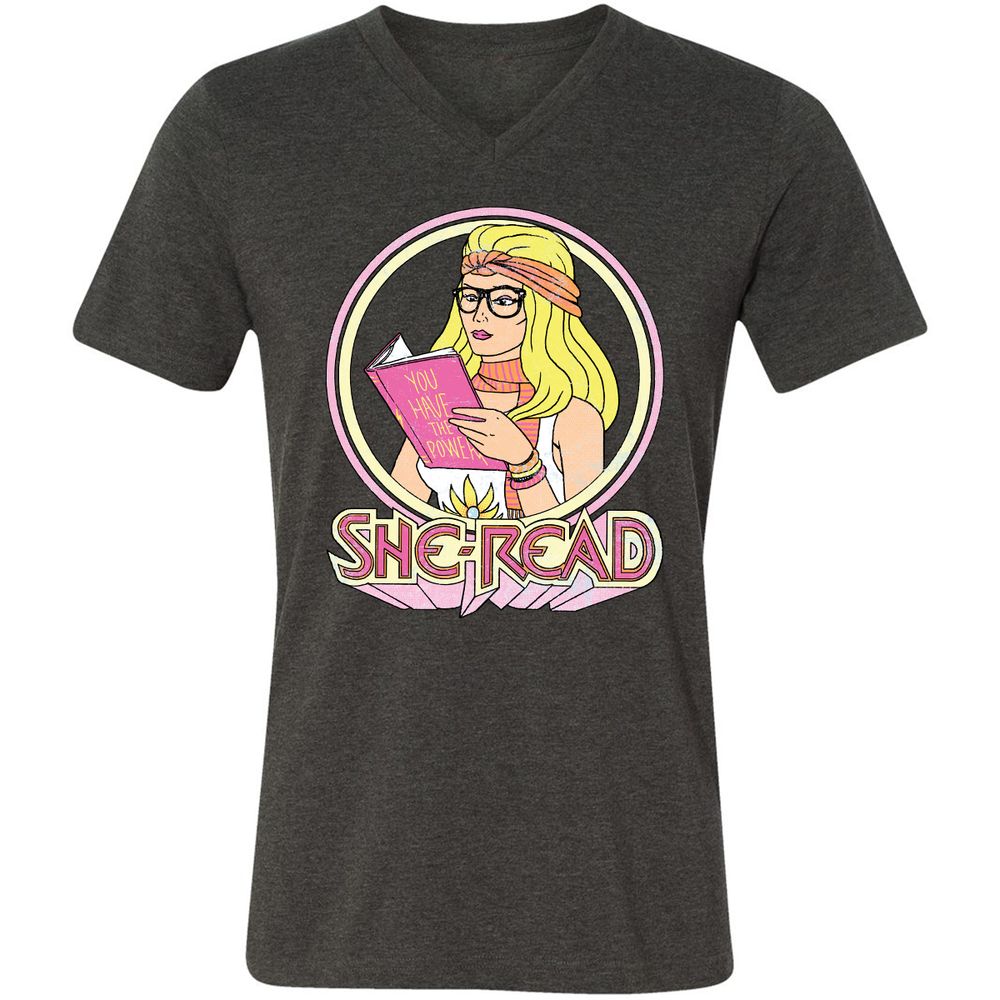 Unisex V-Neck T-Shirt - 9MQS8CEF - Dark Grey Heather - 8