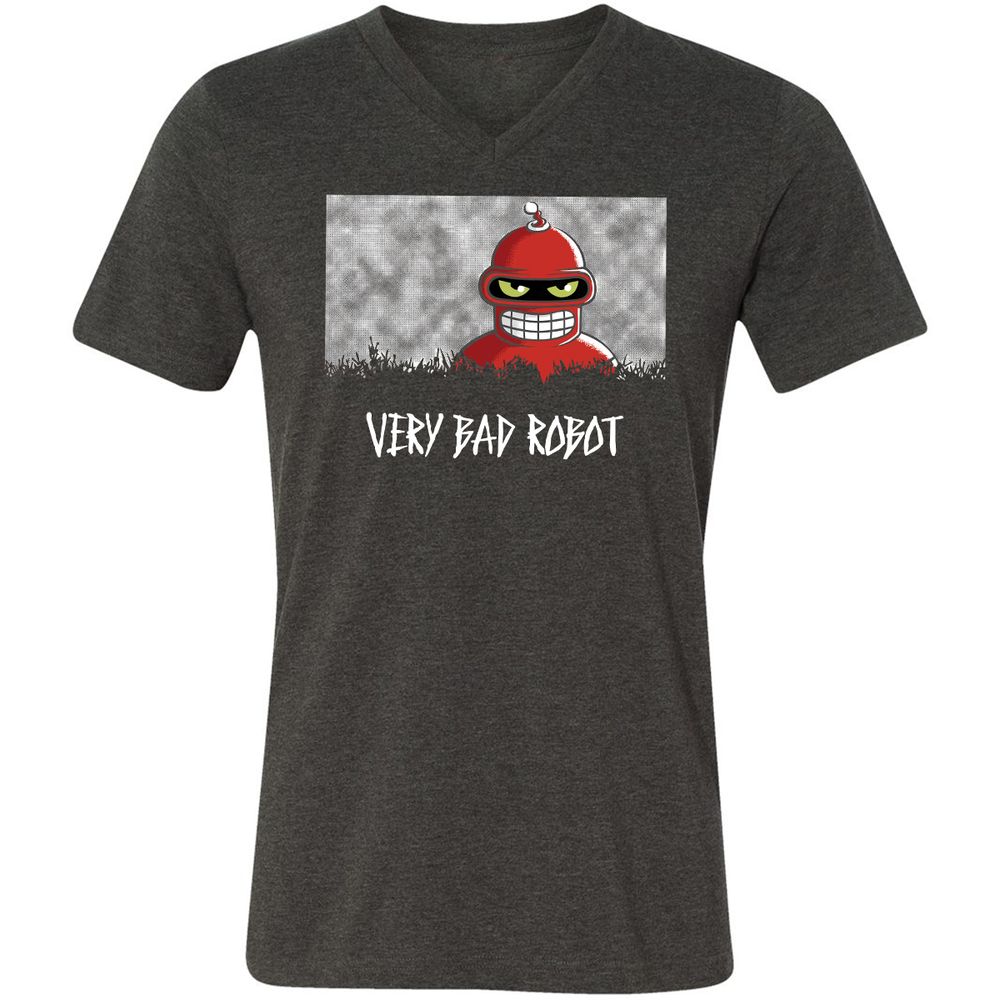 Unisex V-Neck T-Shirt - Black - Dark Grey Heather - 8