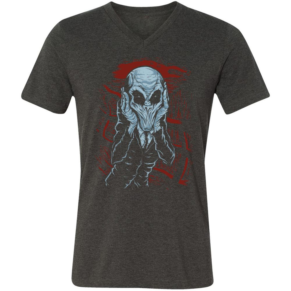 Unisex V-Neck T-Shirt - H54W6YJ9 - Dark Grey Heather - 8