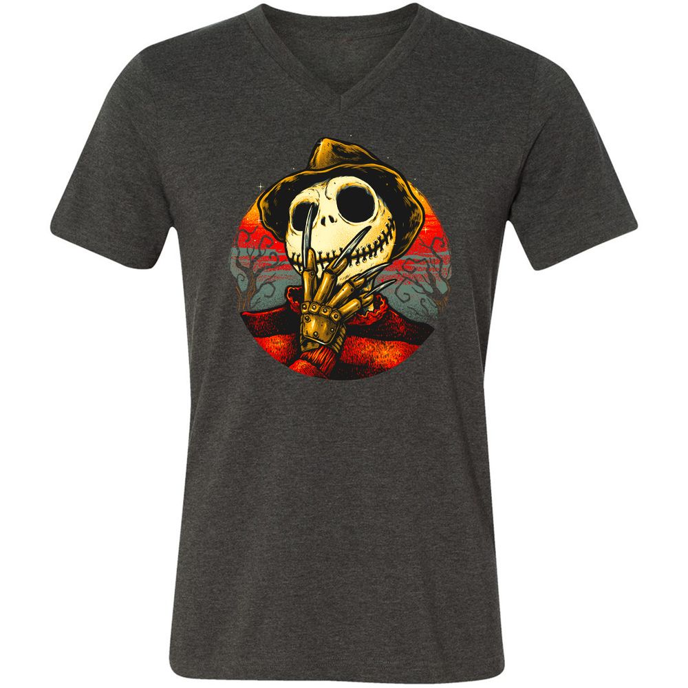 Unisex V-Neck T-Shirt - QETYJYF4 - Dark Grey Heather - 8