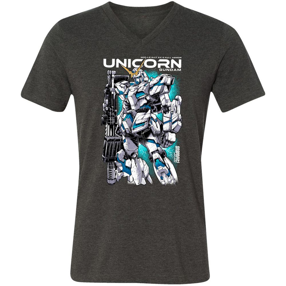 Unisex V-Neck T-Shirt - EEEMHEEJ - Dark Grey Heather - 8