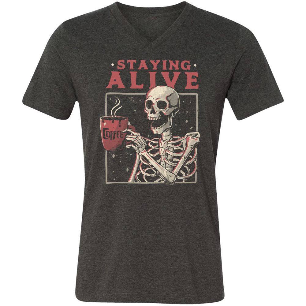 Unisex V-Neck T-Shirt - TX71E3UX - Dark Grey Heather - 8