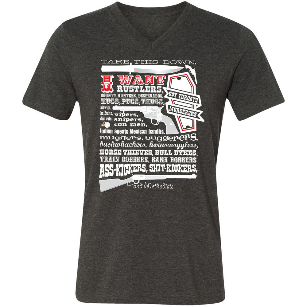 Unisex V-Neck T-Shirt - Y86TS87P - Dark Grey Heather - 8