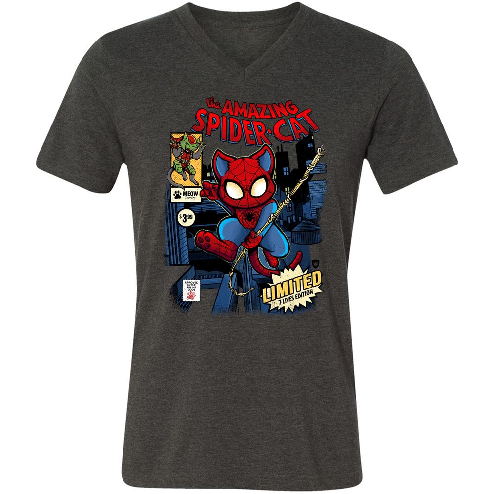 Unisex V-Neck T-Shirt - QFDE9UU7 - Dark Grey Heather - 8