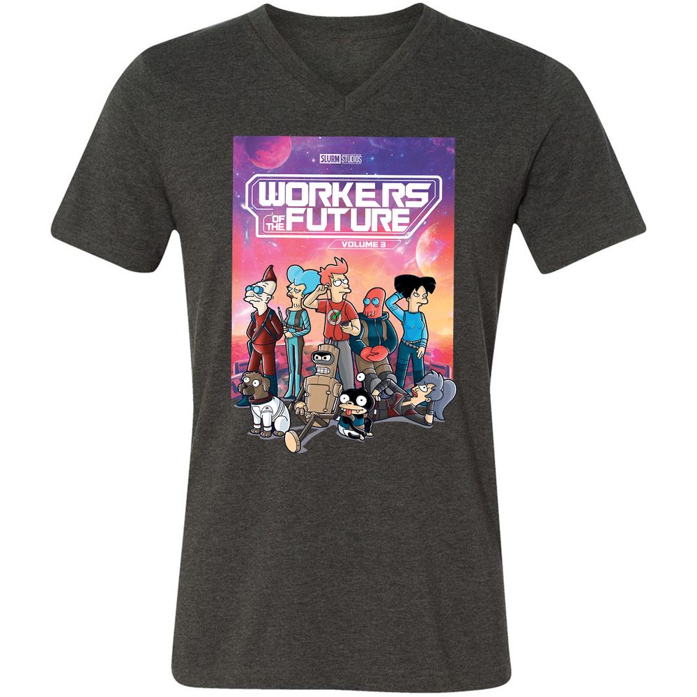 Unisex V-Neck T-Shirt - RUT7Q3LP - Dark Grey Heather - 8