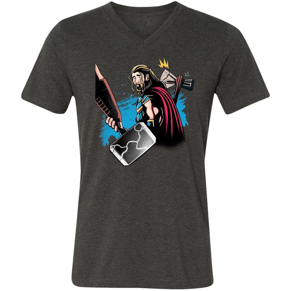 Unisex V-Neck T-Shirt - R4BTFEFH - Dark Grey Heather - 8