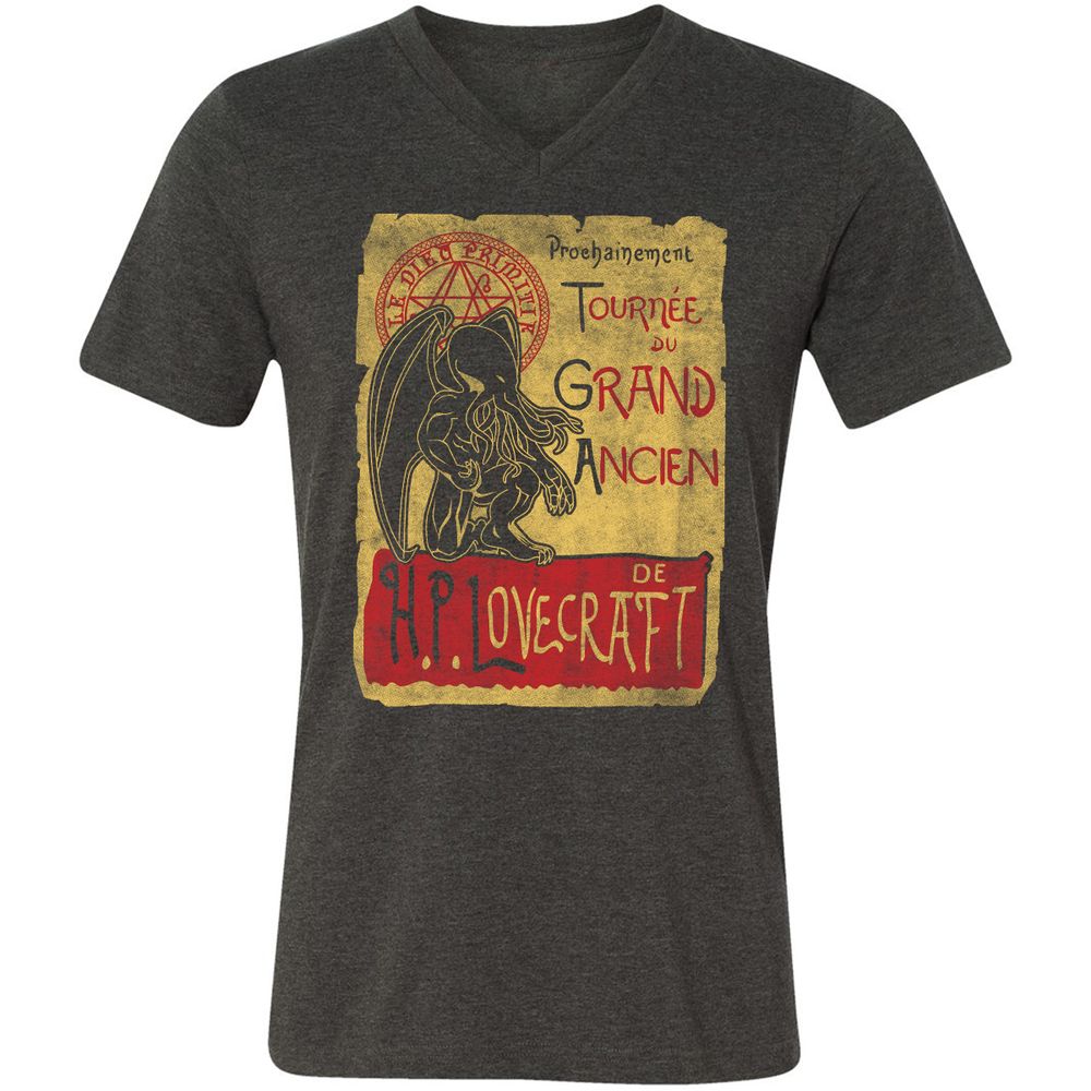 Unisex V-Neck T-Shirt - 8J2CCYD3 - Dark Grey Heather - 8