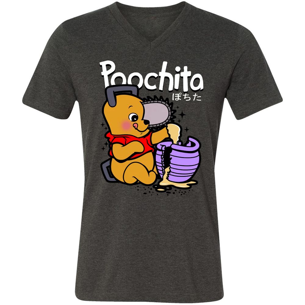 Unisex V-Neck T-Shirt - 56Z7PVWU - Dark Grey Heather - 8