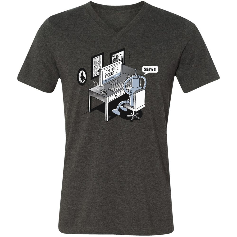 Unisex V-Neck T-Shirt - T6VA6F1U - Dark Grey Heather - 8