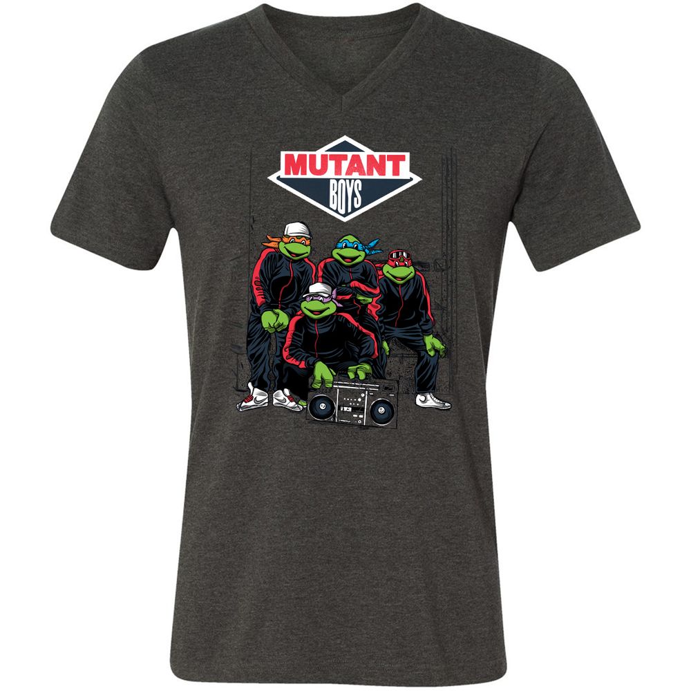 Unisex V-Neck T-Shirt - NEE1NPLV - Dark Grey Heather - 8