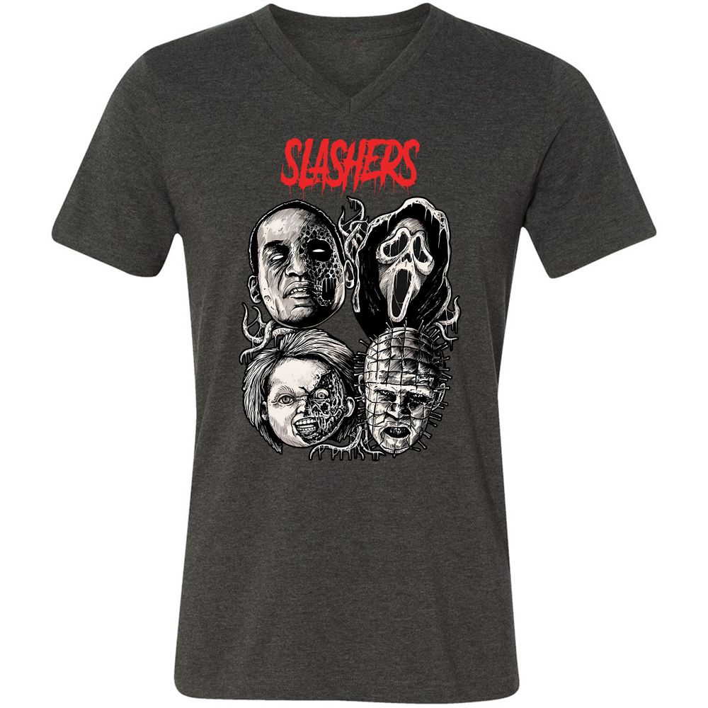 Unisex V-Neck T-Shirt - 89RMY1UV - Dark Grey Heather - 8