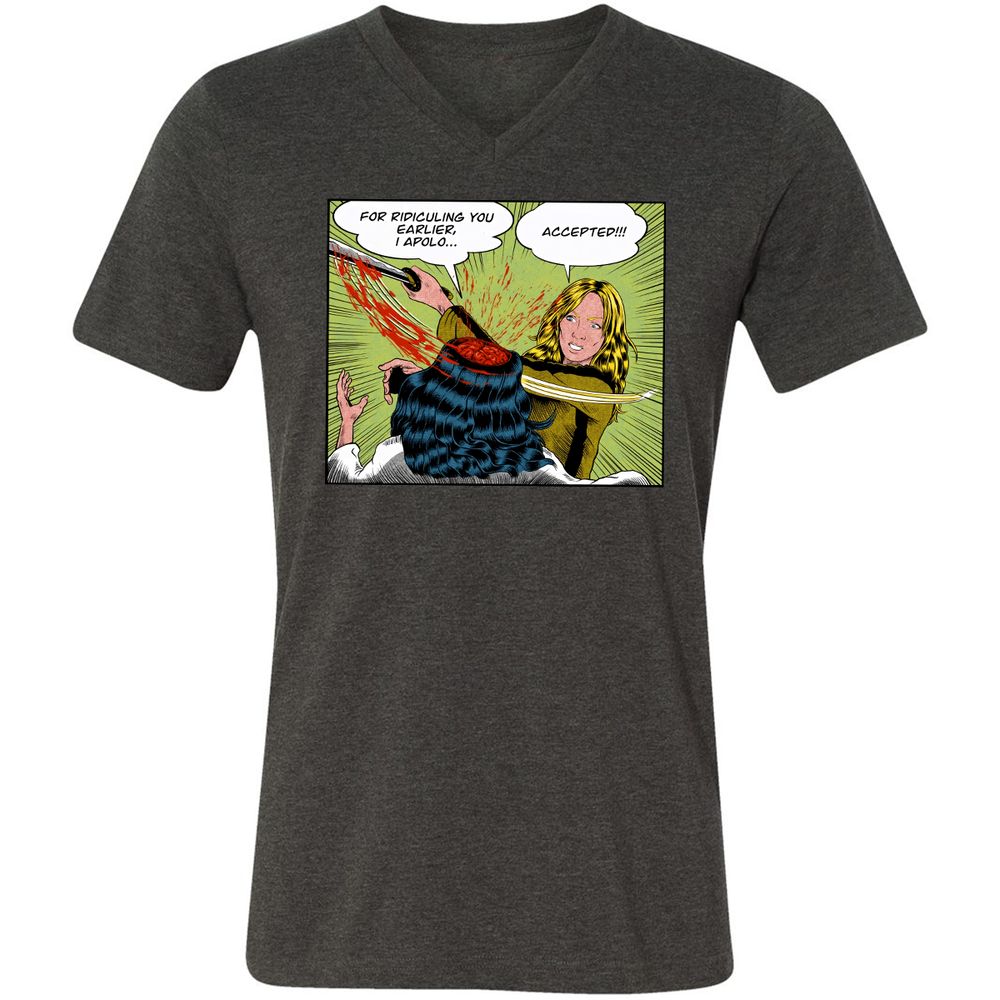 Unisex V-Neck T-Shirt - VNMTXBGW - Dark Grey Heather - 8