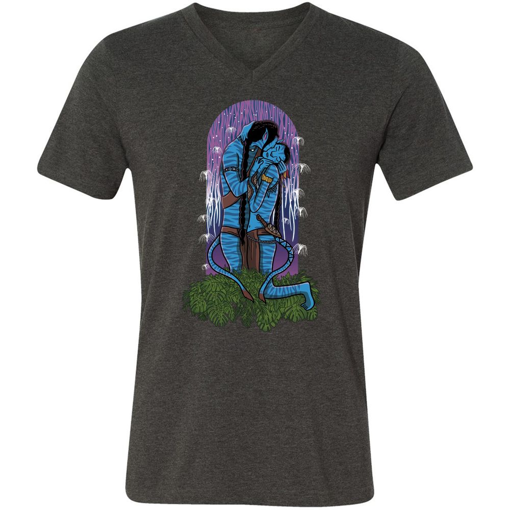 Unisex V-Neck T-Shirt - 3EVJAAGJ - Dark Grey Heather - 8