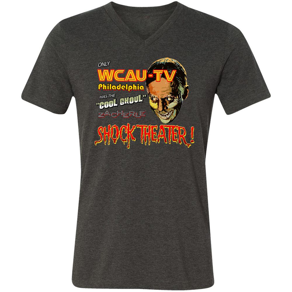 Unisex V-Neck T-Shirt - 4MDENZKD - Dark Grey Heather - 8