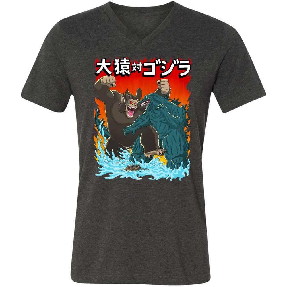 Unisex V-Neck T-Shirt - WSJERS43 - Dark Grey Heather - 8