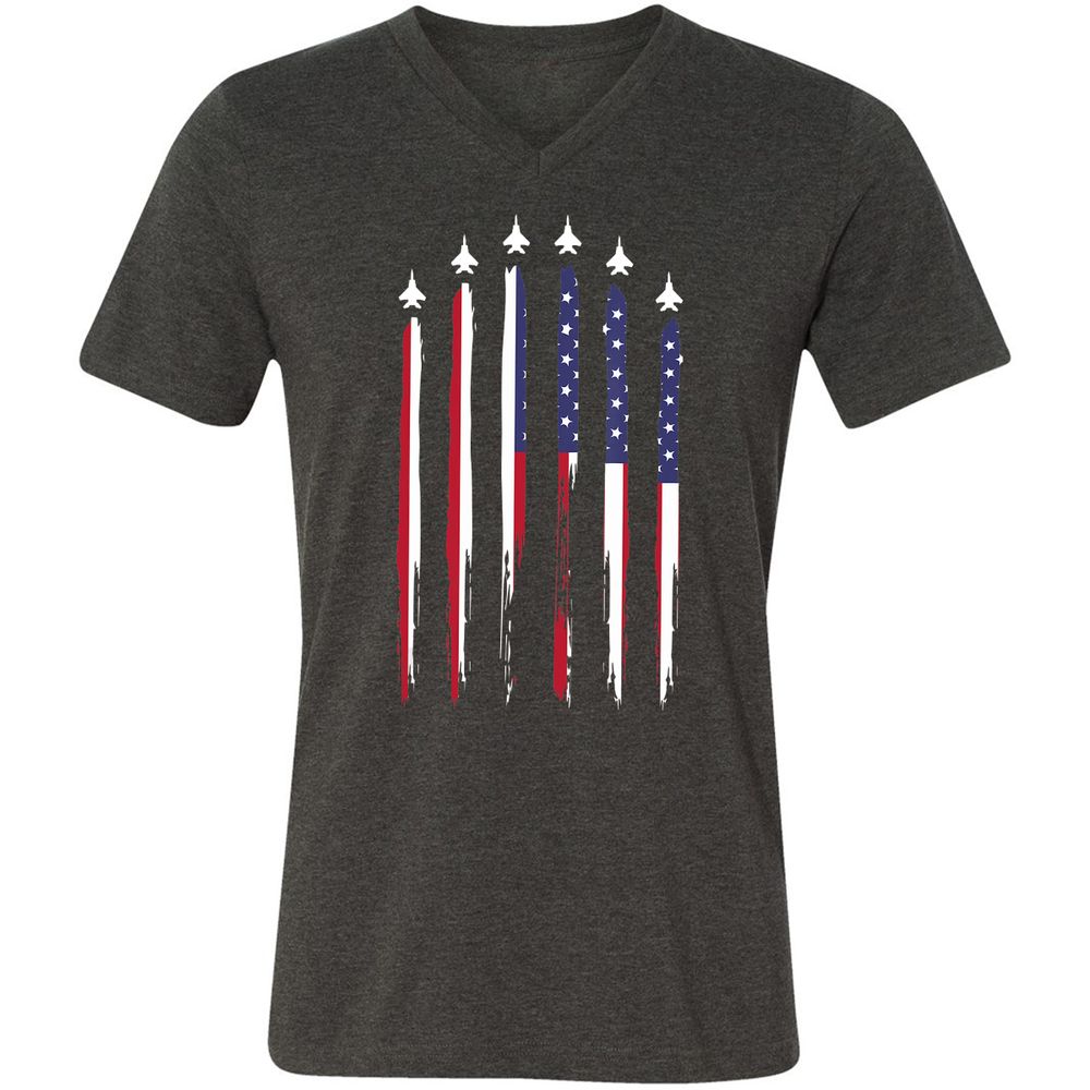 Unisex V-Neck T-Shirt - NTKJLJN9 - Dark Grey Heather - 8