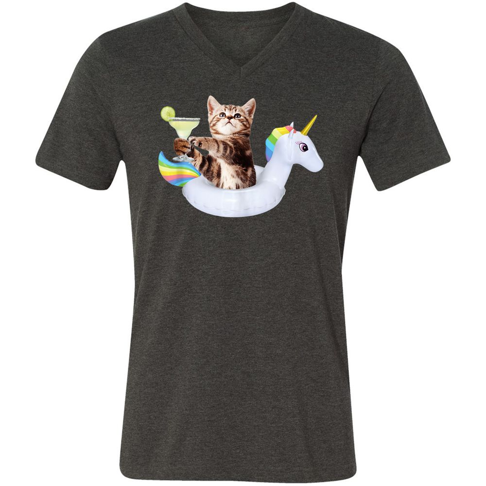 Unisex V-Neck T-Shirt - YWKQTJC4 - Dark Grey Heather - 8