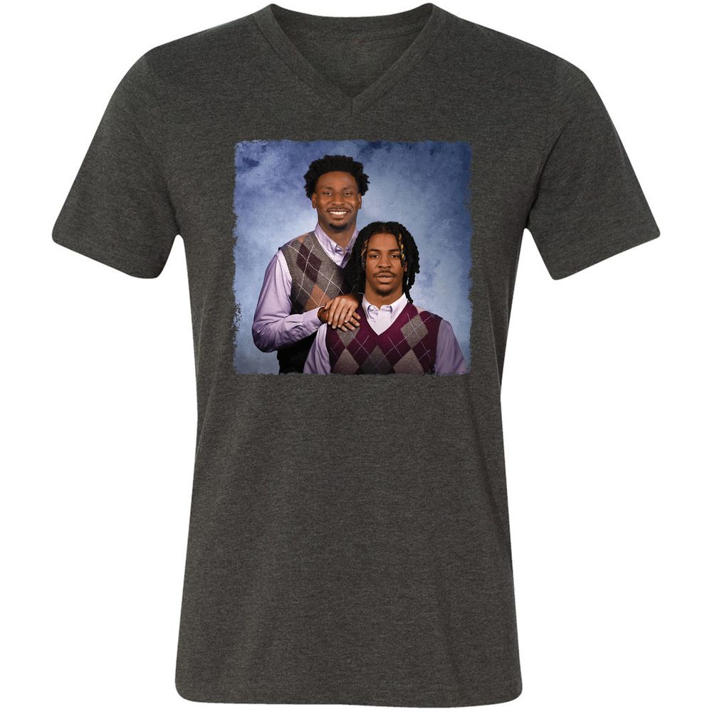 Unisex V-Neck T-Shirt - VYBMJJM1 - Dark Grey Heather - 8