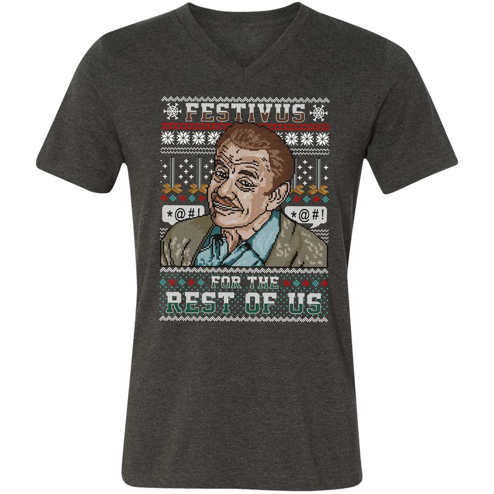 Unisex V-Neck T-Shirt - DZD782KG - Dark Grey Heather - 8