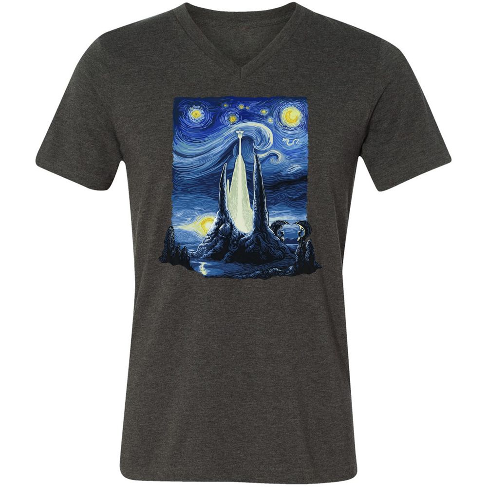 Unisex V-Neck T-Shirt - 5C6JR9D2 - Dark Grey Heather - 8