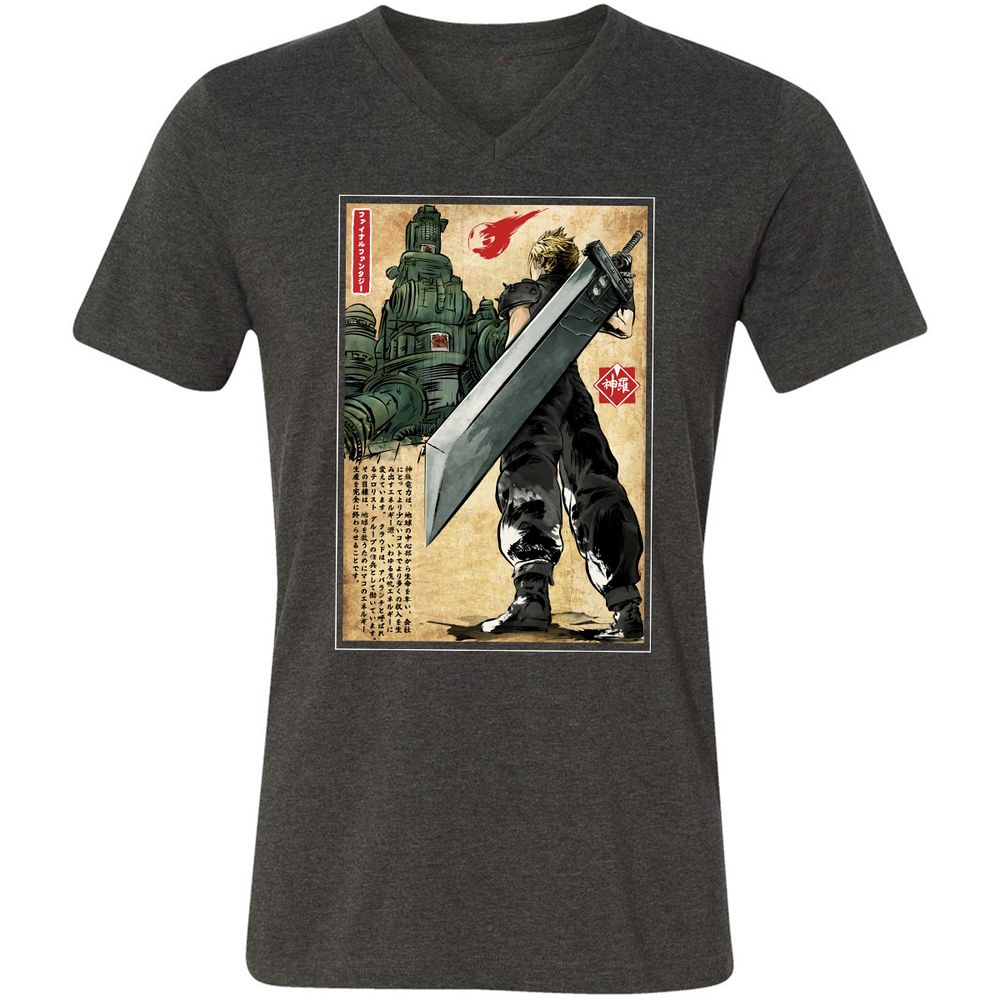 Unisex V-Neck T-Shirt - JKP136ZV - Dark Grey Heather - 8