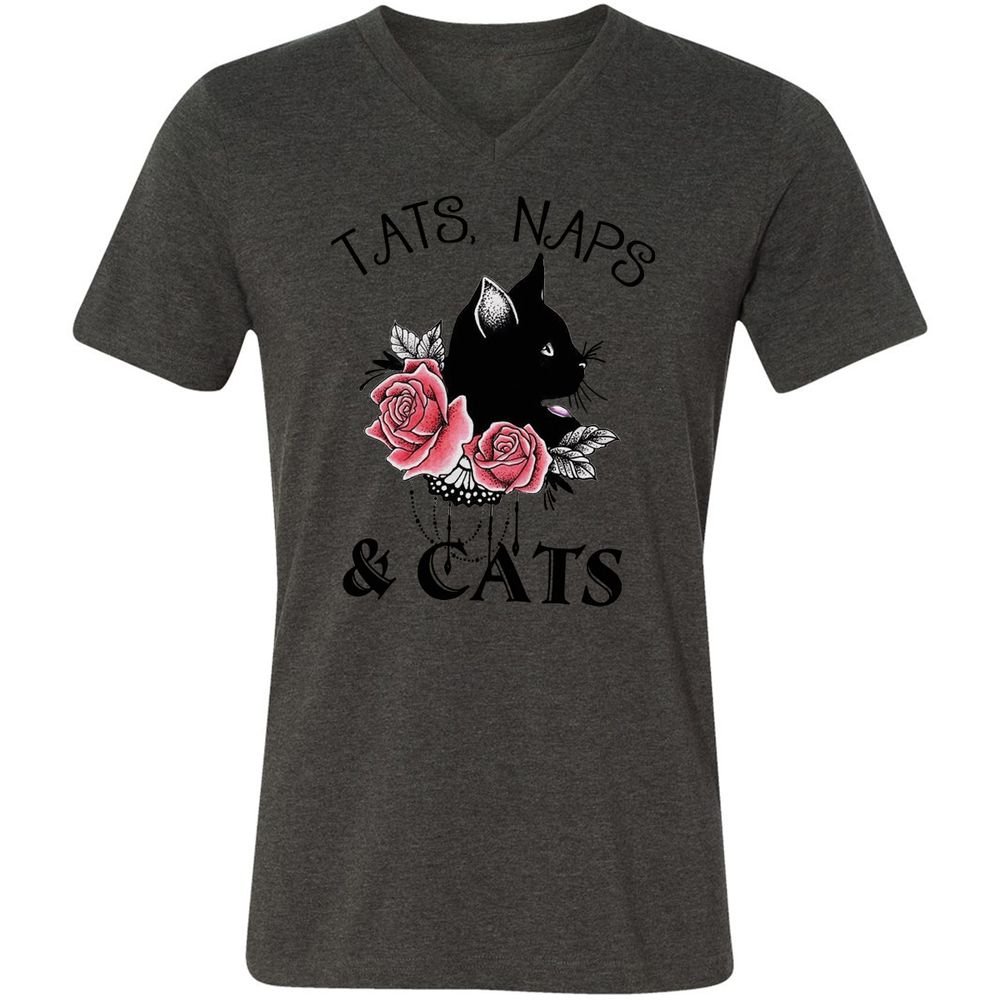 Unisex V-Neck T-Shirt - 8CW9JD1E - Dark Grey Heather - 8