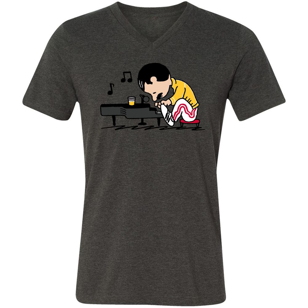 Unisex V-Neck T-Shirt - WY1QQUGC - Dark Grey Heather - 8