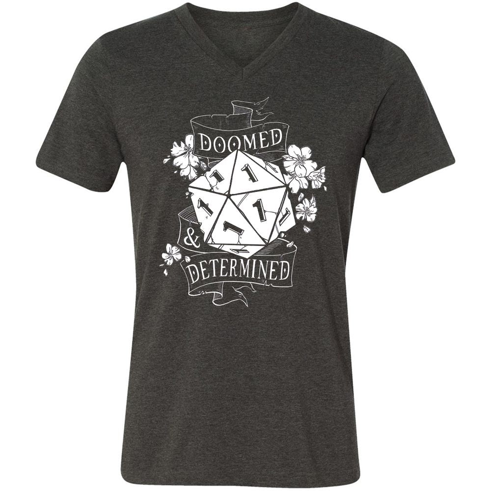 Unisex V-Neck T-Shirt - HQB9XJKM - Dark Grey Heather - 8