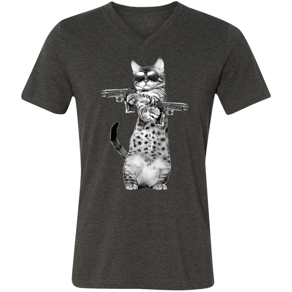 Unisex V-Neck T-Shirt - Q25L79X5 - Dark Grey Heather - 8