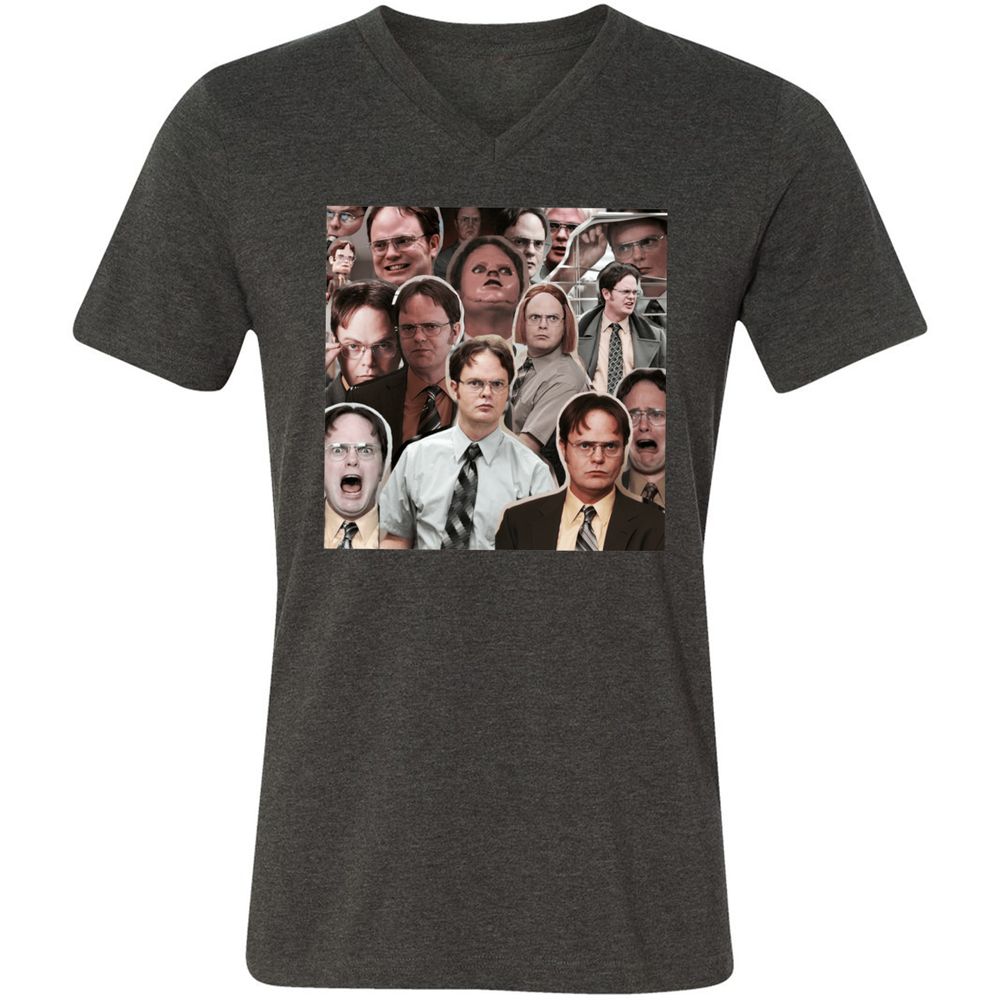 Unisex V-Neck T-Shirt - 3XNNGD1B - Dark Grey Heather - 8