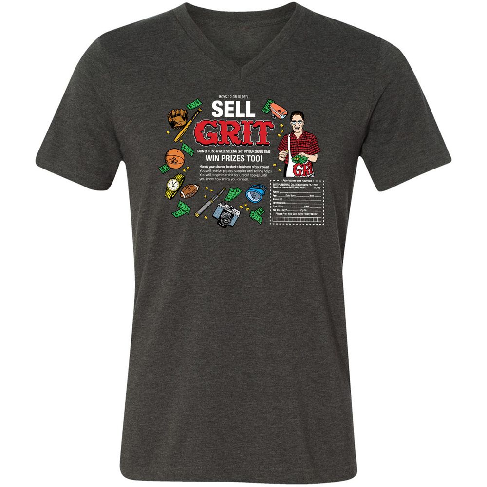 Unisex V-Neck T-Shirt - LFSNR9KZ - Dark Grey Heather - 8