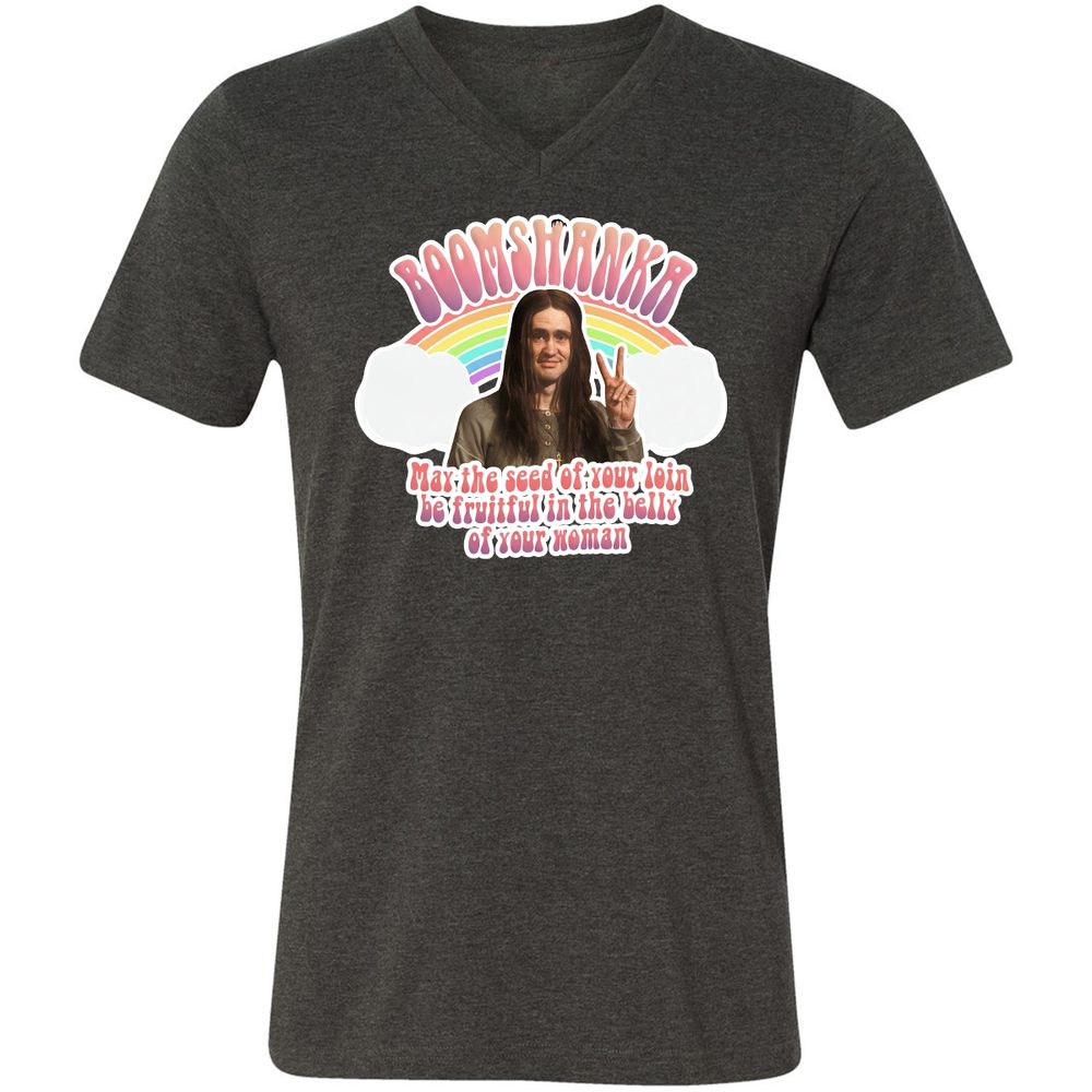 Unisex V-Neck T-Shirt - QANN7MK3 - Dark Grey Heather - 8
