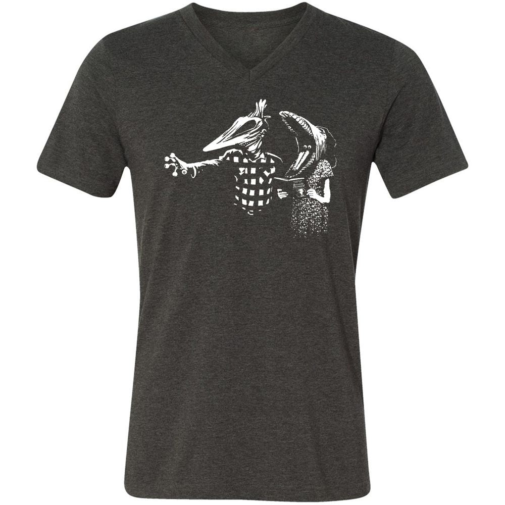 Unisex V-Neck T-Shirt - SG2VW966 - Dark Grey Heather - 8