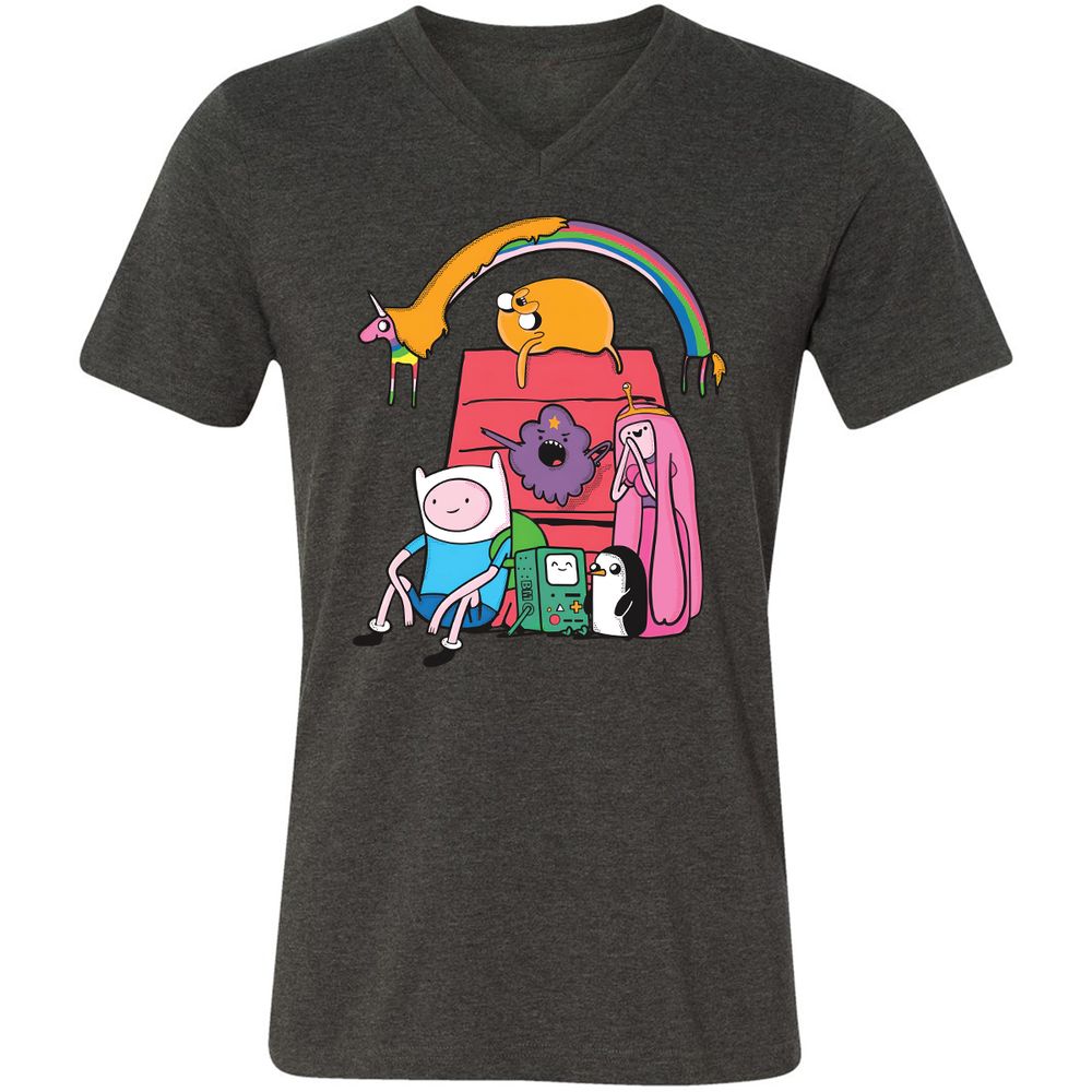 Unisex V-Neck T-Shirt - 4LPXVRDQ - Dark Grey Heather - 8