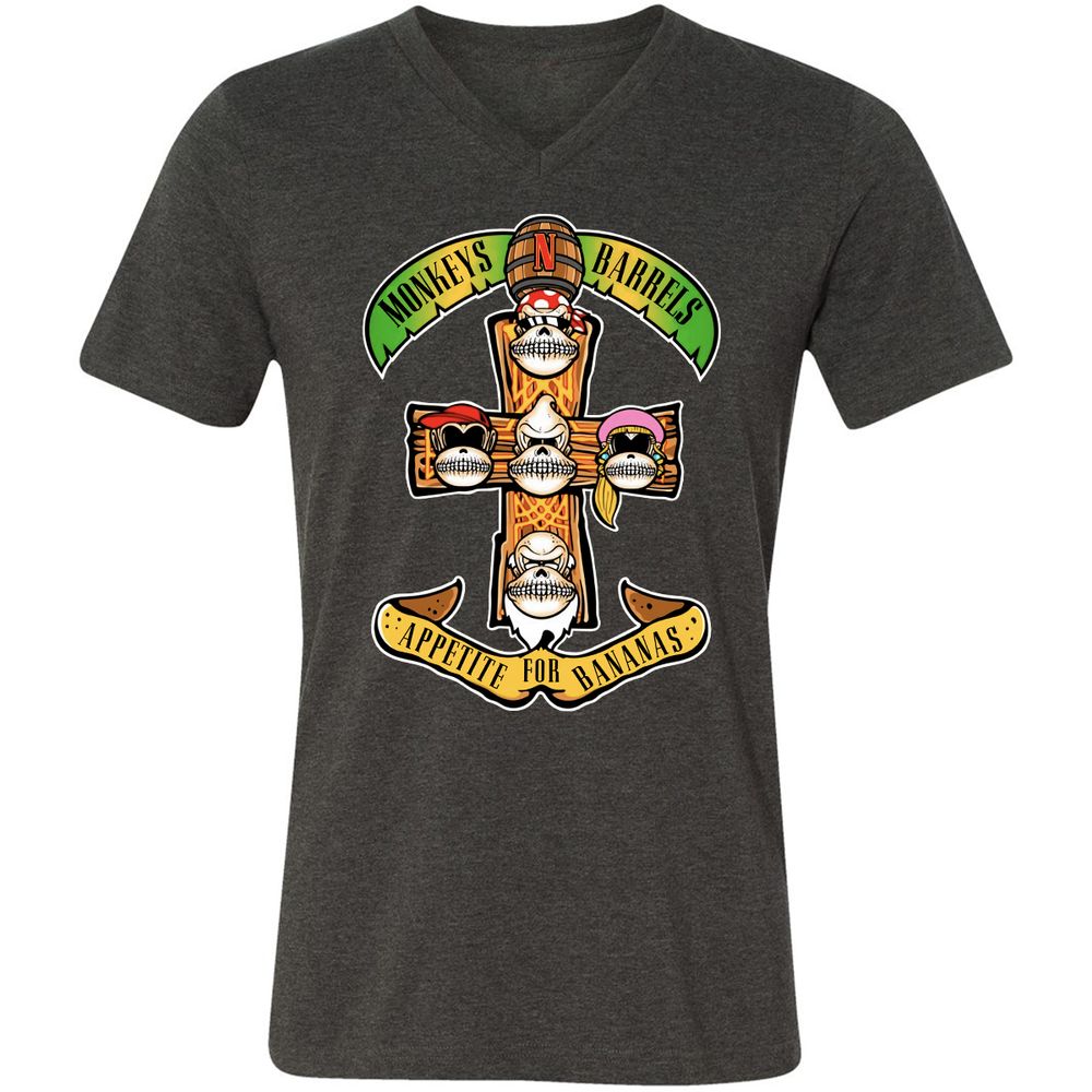 Unisex V-Neck T-Shirt - YR9YFCZ7 - Dark Grey Heather - 8