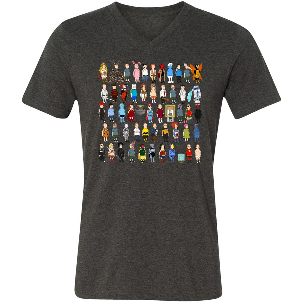 Unisex V-Neck T-Shirt - 7B8SC7PZ - Dark Grey Heather - 8