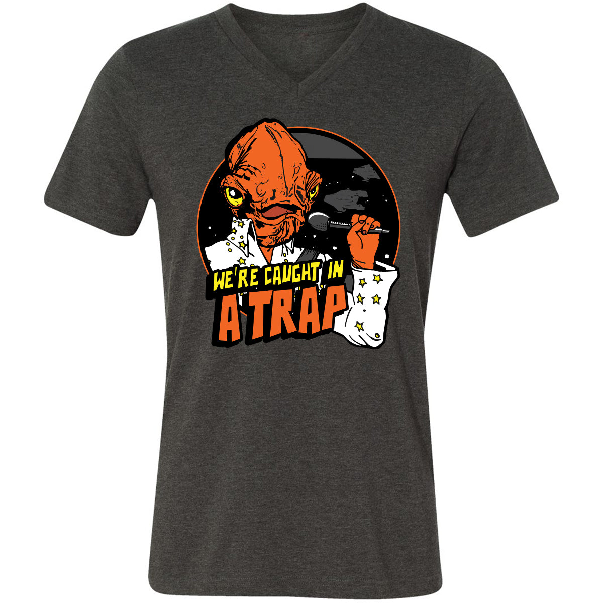 Unisex V-Neck T-Shirt - QXH12TQ2 - Dark Grey Heather - 8