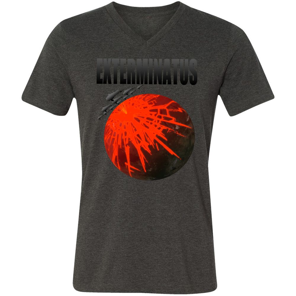 Unisex V-Neck T-Shirt - VJZCKVEC - Dark Grey Heather - 8
