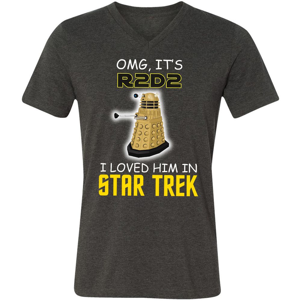 Unisex V-Neck T-Shirt - KNWNACST - Dark Grey Heather - 8