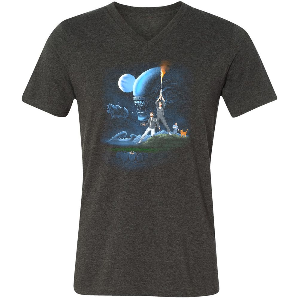 Unisex V-Neck T-Shirt - DJBBM2E9 - Dark Grey Heather - 8