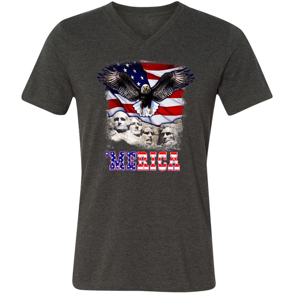 Unisex V-Neck T-Shirt - Q77MXCMQ - Dark Grey Heather - 8