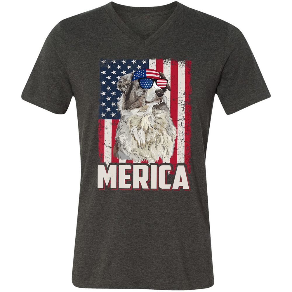 Unisex V-Neck T-Shirt - CQR7MUMW - Dark Grey Heather - 8